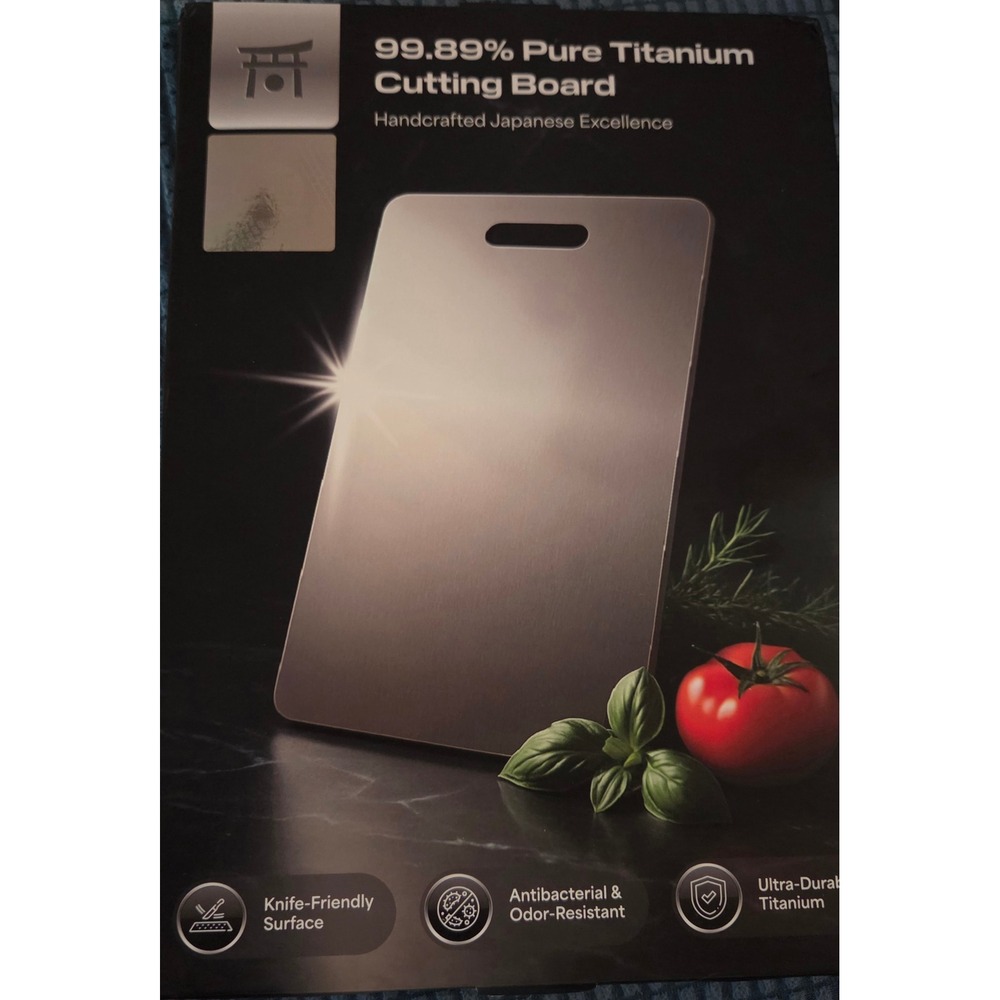 99.89% Pure Titanium Cutting Board Handcrafted Japanese Excellence Silver NEW‎